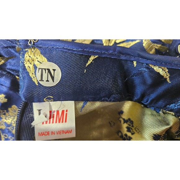 Mimi Blue Floral Short Sleeves Pullover Halter Neckline Women's Top Size L - Picture 5 of 11